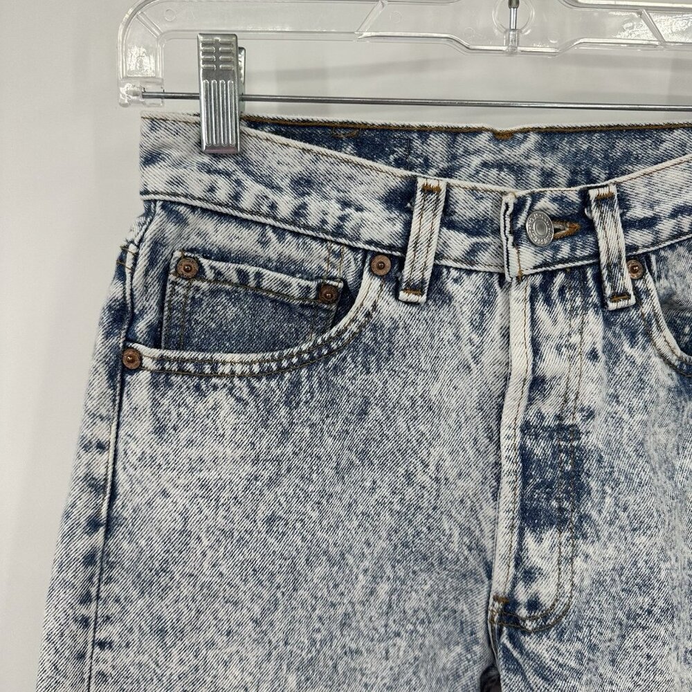 LEVIS 501 jeans acid wash blue 25W 31L US 2 4 vintage 80s 90s high rise straight - Picture 4 of 14